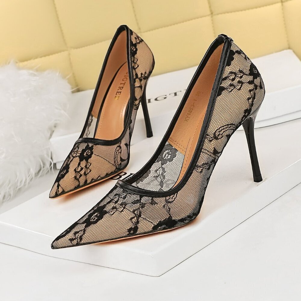 Black Sexy Women's High Heel Pointed Toe Stilettos